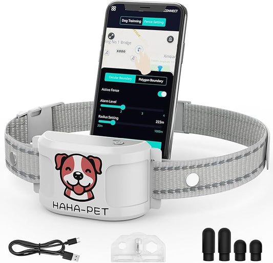 GPS Electric Dog Collar with Free App, Wireless Fence System with Training Collar, Portable Fence for Outdoor Use, Rechargeable Waterproof Collar, Adjustable of Dogs