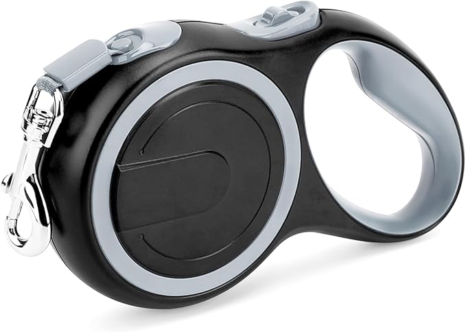 Segarty Retractable Dog Leash, 16ft Heavy Duty Walking Dog Leash for Medium Small Dogs up to 44lb, Anti-Slip Handle 360°Tangle-Free Nylon Tape, One-Handed One Button Lock and Release (Gray)