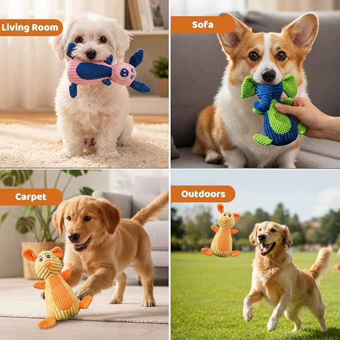 Indestructible Dog Toys,2026 New Dogs Plush Toy for Aggressive Chewers,Stuffed Toys Dogs Squeaky Durable Chew Toy for Indoor Pups Teething (A-Eleplant)