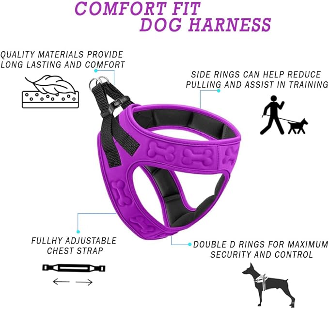 Comfort Fit No Pull Dog Harness – Adjustable Step-in Vest for Small, Medium & Large Dogs, Soft Padded with Leash Clips, Reflective Straps & Handle