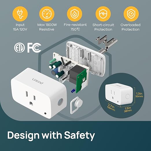 Linkind Matter Smart Plug with LED Night Light, Work with Alexa, Apple Home, Google, Smart Outlet 15A/1800W, Dusk to Dawn, Plug in Wall, Timer&Schedule, ETL&FCC Certified, 2.4GHz Wi-Fi Only, 1 Pack