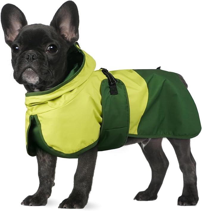 BRKURLEG Dog Raincoat for Small Medium and Large Dogs Waterproof Dog Rain Jacket Adjustable Hooded Dogs Raincoat Pet Rain Coat Poncho with Leash Hole, Reflective Strip, Green, S