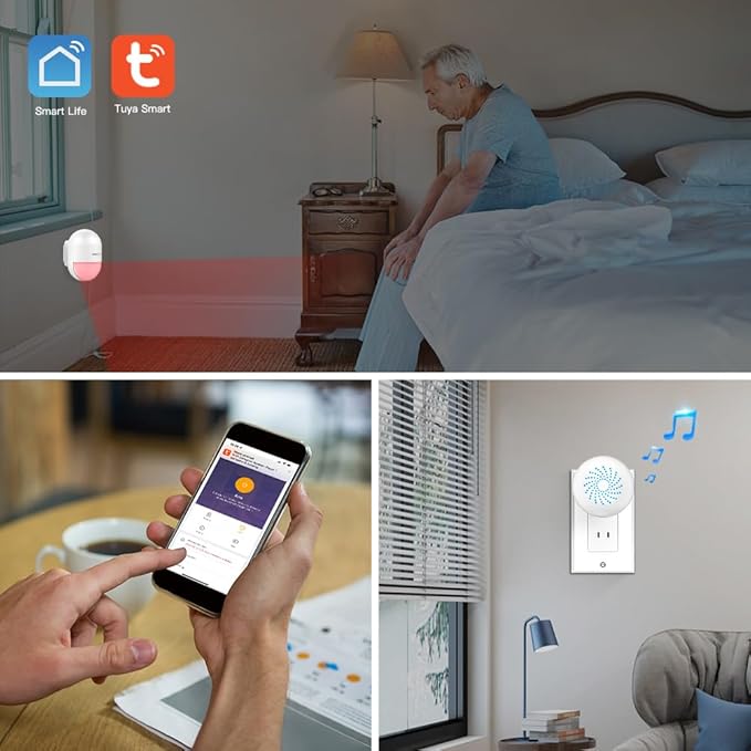 SINGCALL Wireless Motion Sensor Alarm Driveway Alarm Indoor Smart Motion Sensor Detector 2.4G WiFi Wireless System Home Security Alert Bell