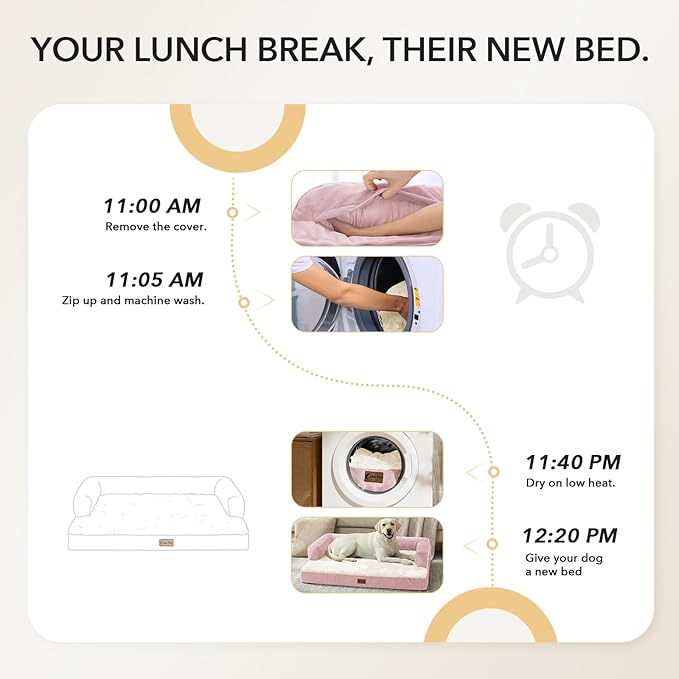 Orthopedic XXL Dog Beds, Waterproof Egg Crate Foam Big Pet Bed for All Breed Sized Dogs 53x42Inch, Washable Extra Large Dog Couch Bed with Removable Cover and Non-Slip Bottom, Pink