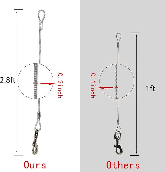 16ft Retractable Dog Leash for Large Breed Dogs up to 110 lbs with a Detachable Chew Proof Extender Wire Ropes (Black L)