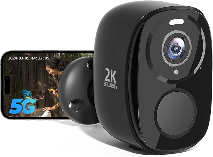 Rraycom 5G/2.4G WiFi Security Cameras Wireless Outdoor, 2K Battery Powered AI Motion Detection Siren Alarm Home Indoor Camera,Color Night Vision, 2-Way Talk, IP65 Waterproof, Works/Alexa, Cloud/SD