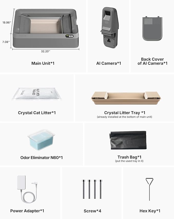 PETKIT Open-Top & AI Camera Self Cleaning Cat Litter Box, Urinary Health Monitor Automatic Cat Litter Box, Smart Robot with 2-Way Raking/5G WiFi/Safety Sensors/Odor Control for Multiple Cats (Grey)