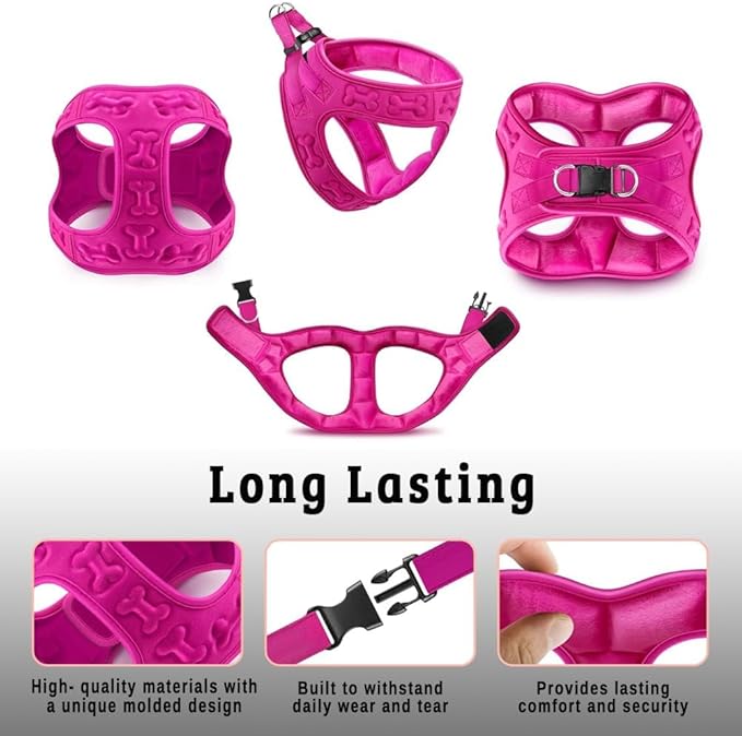 Comfort fit Step-in Dog & Puppy Harness Comfortable All Weather Dog Vest Harness: Adjustable Soft Padded Easy to Put-on for Small Medium-Sized Dogs Extra Comfort with Inside Velvet Plush