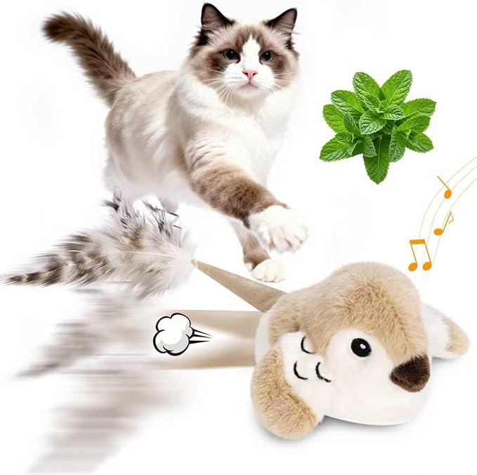 Cat Toys Interactive 2026 Upgrade Bird Cat Toy with Catnip Toys Wagging Tail Automatic Moving Cat Toy Chirp Tweet Rechargeable Interactive Kitten Toy（No Flying Bird）