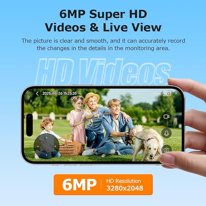 INQMEGA 6MP TUYA Smart Camera,2.4G WiFi Security Home Surveillance Camera,2-Way Audio, Color Night Vision, Waterproof, Motion Detection, Spotlight & Siren,6.5ft Power Cord