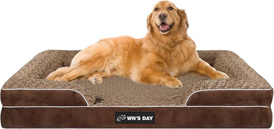 Orthopedic Dog Bed for Large Medium Sized, Washable Memory Foam Large Dog Bed, Durable Medium Pet Sofa with Removable Cover, Washable Waterproof Pet Couch Beds(Brown, XXL)
