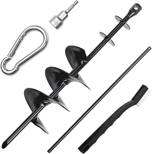 Dog Tie Out Stake for Large Dogs – Heavy Duty In-Ground Dog Anchor up to 210 lbs – Secure Tether Stake for Yard, Camping & Beach – Easy Install with Tool, Works with Tie Out Cable & Leash, Black