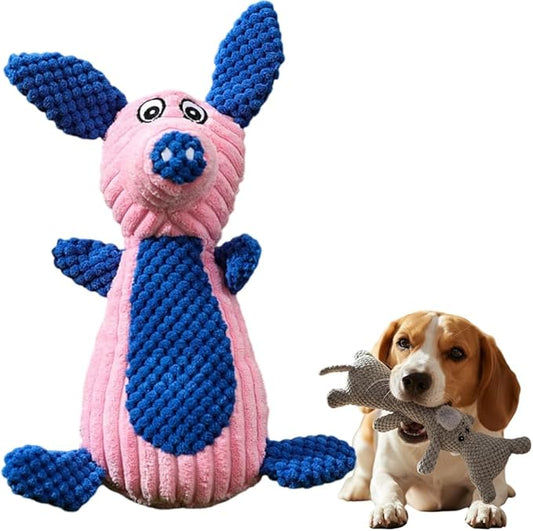 Indestructible Dog Toys,2026 New Dogs Plush Toy for Aggressive Chewers,Stuffed Toys Dogs Squeaky Durable Chew Toy for Indoor Pups Teething (A-Pig)