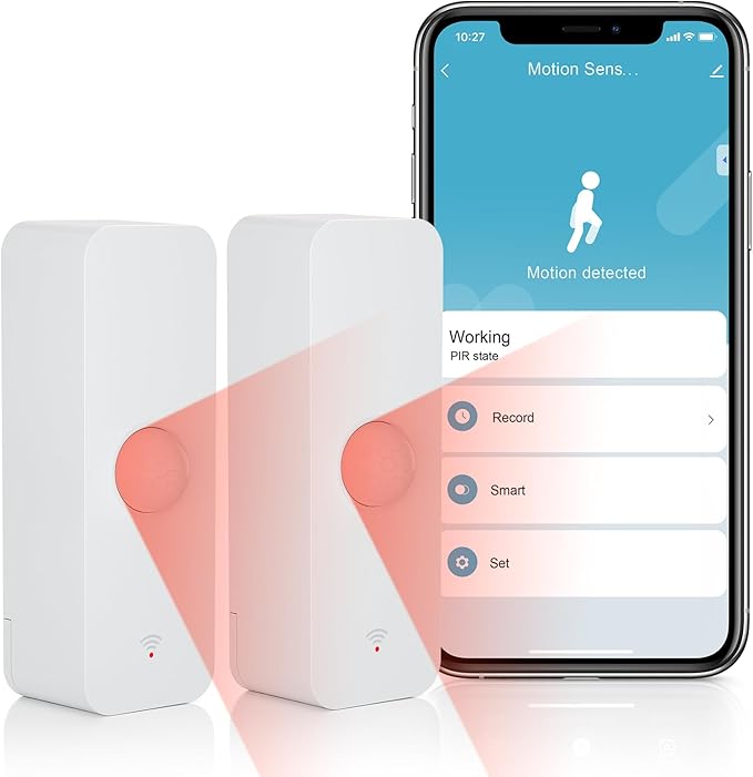 eMylo WiFi Motion Sensor,Smart Motion Detector,Security System Indoor Motion Sensor Alarm for Home,Smart Life App Compatible Devices,Compatible with Alexa and Google Assistant(2 Packs)