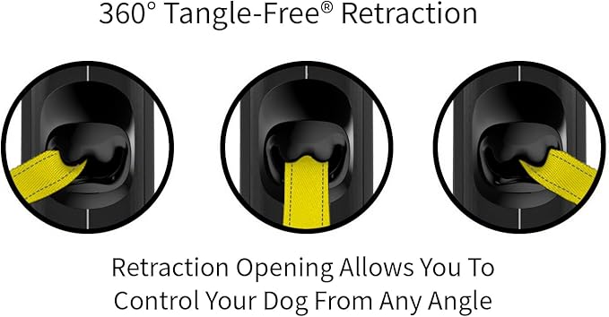 TUG 360° Tangle-Free Reflective Retractable Dog Leash | 16 ft Strong Nylon Tape (Large)