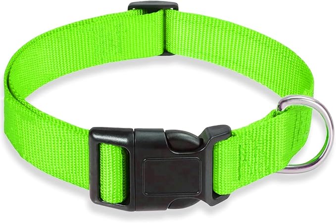 Heavy Duty Dog Collars for Medium and Large Dogs - Adjustable, Chew Proof Nylon Collar with Quick Release Buckle and D-Ring