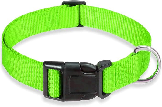 Heavy Duty Dog Collars for Medium and Large Dogs - Adjustable, Chew Proof Nylon Collar with Quick Release Buckle and D-Ring