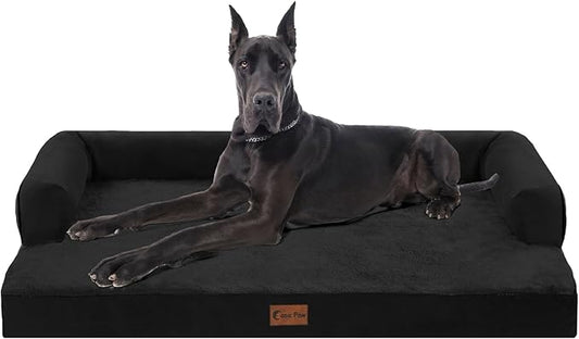 Orthopedic XXL Dog Beds, Waterproof Egg Crate Foam Big Pet Bed for All Breed Sized Dogs 53x42Inch, Washable Extra Large Dog Couch Bed with Removable Cover and Non-Slip Bottom, Black