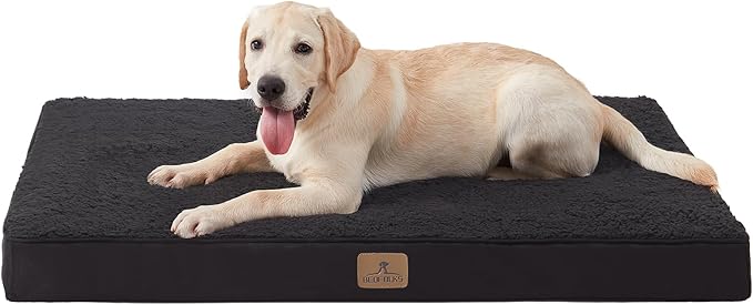 Bedfolks Orthopedic Dog Bed for Extra Large Dogs - Egg Foam Dog Crate Bed with Removable Waterproof Cover, Pet Bed Mat Suitable for Dogs and Pets Up to 90 lbs (41 x 29 x 3.5 inches, Black)