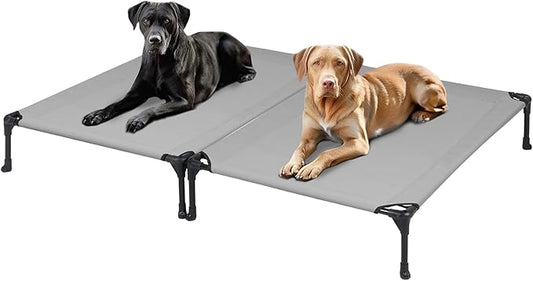 Veehoo Raised Dog Bed - Cooling Elevated Pet Cot with Mesh, No-Slip, Durable for Large Dogs, 42" x 30", Grey, CWC1803-L
