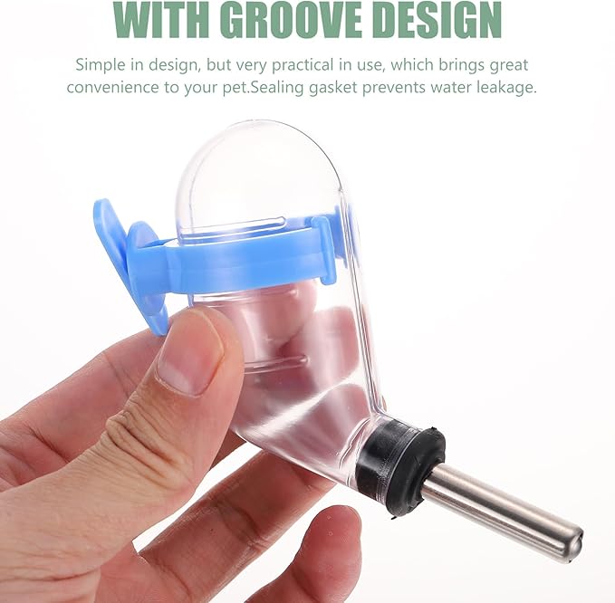 4Pcs Leakproof Hanging Water Bottles for Hamsters and Small Pets Stainless Steel Ball Valve Dispenser with Practical Cage Feeder for Rabbits Guinea Pigs and Rodents