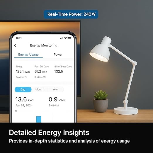 Compact Smart Plug, Works with Alexa & Google Assistant, Smart Life App & Voice Control, Energy Monitoring with Timer & Scheduling, 2.4 GHz WiFi Outlet, 4-Pack