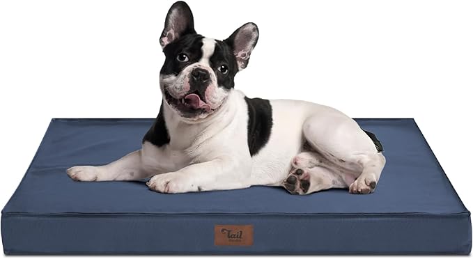 Outdoor Dog Bed for Small Dogs, Waterproof Dog Crate Bed for Medium Dogs Cats, Orthopedic Egg Crate Foam Pet Bed with Washable Removable Oxford Cover, Navy