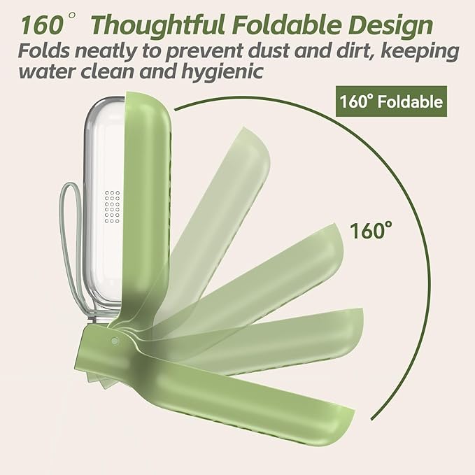 Portable Dog Water Bottle – 19 oz, Exclusive Latest Large Wide-Mouth Folding Design, Durable Handle Strap, Food-Grade Plastic, Ideal for Walking, Hiking & Outdoor Travel（Army green）