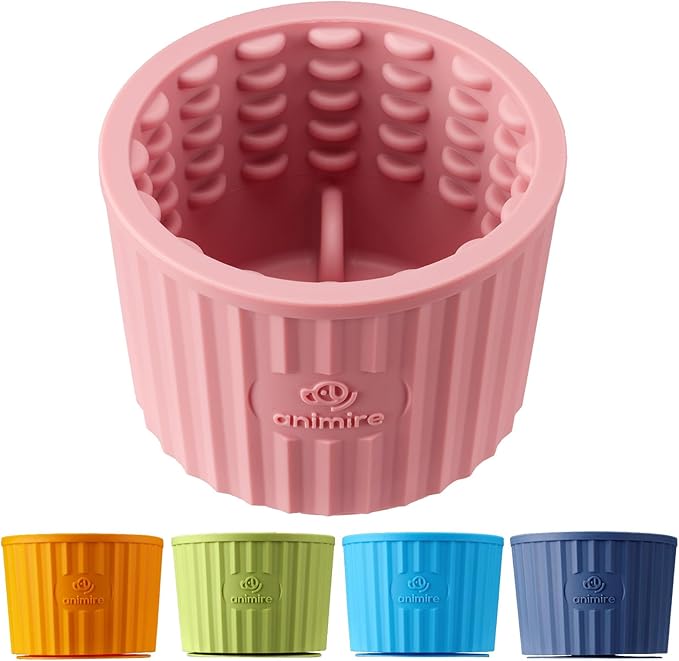 Dog Lick Bowl, Anxiety Relief Dog Licking Mat Freezer Treat Dispenser, Non-Slip Anti-Choking Silicone Slow Feeder Lick Bowl for Small Medium & Large Breed Dogs, BPA Free(Pink,S)