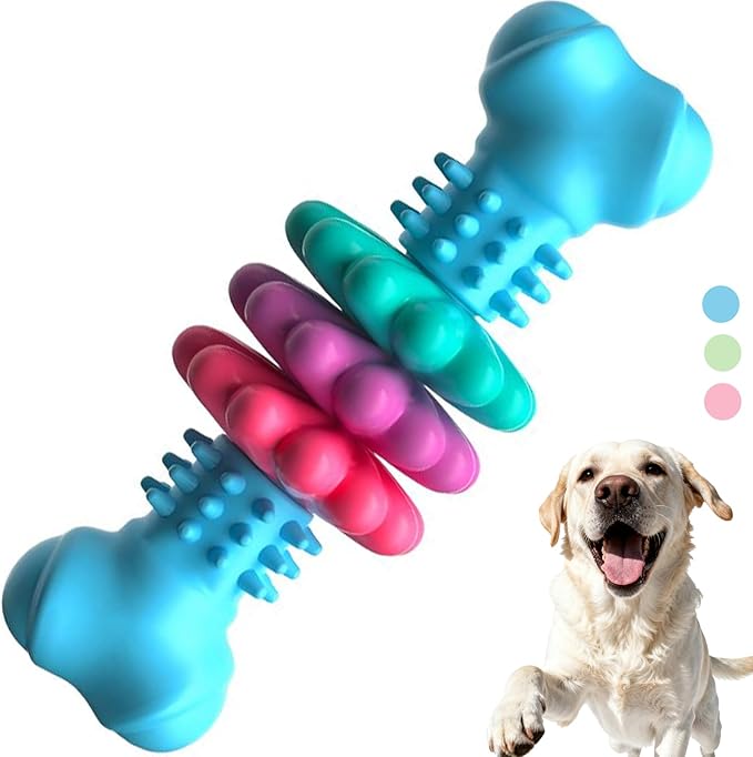 Puppy Chew Toys for Teething, Indestructible Dog Chew Toys for Aggressive Chewers - Small & Medium Breeds, Tough Rubber Bone Puppy Toys to Keep Them Busy & Relieve Anxiety