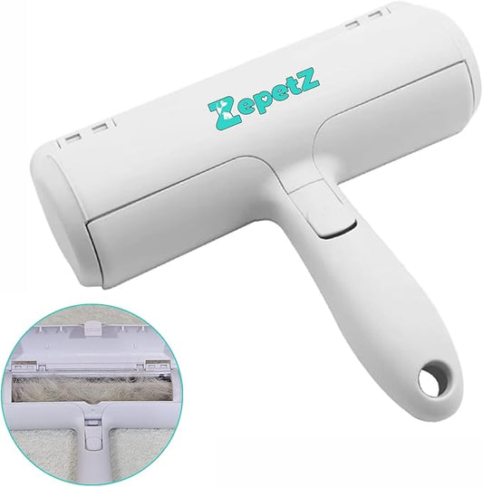 Pet Hair Remover Roller – Reusable Self-Cleaning Fur Removal Tool for Dogs & Cats – Ergonomic & Eco-Friendly Lint Roller for Couch, Carpet, Bed, Car Seat & More (White)