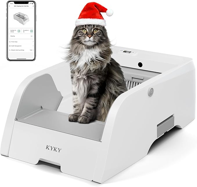 S6 Self Cleaning Litter Box, Upgraded Automatic Cat Litter Box Self Cleaning That Can Use Clumping Cat Litter, Open Design with Cats Taking to It Immediately, Anti Pinch and Odorless(Light Gray)