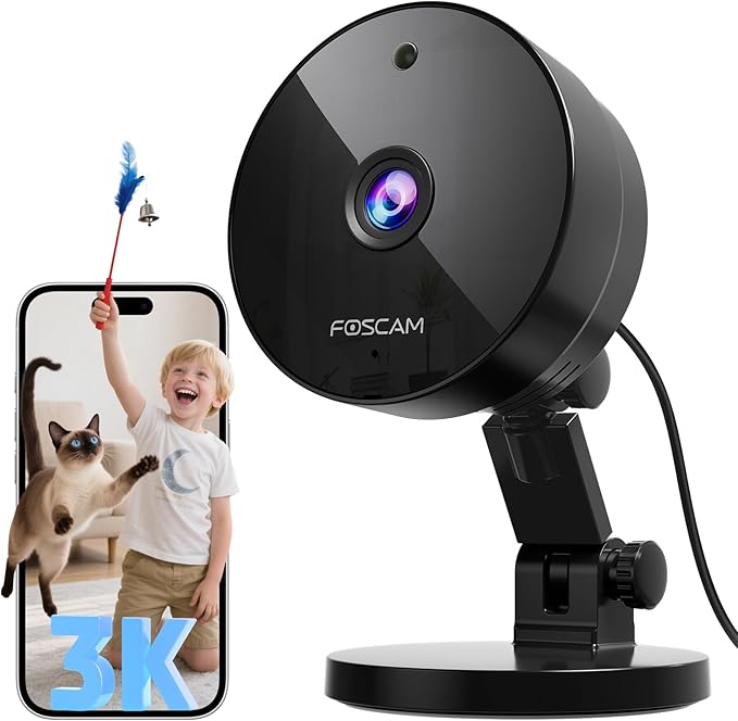 FOSCAM 3K 5MP Security Camera Indoor, 2.4g & 5g WiFi Magnetic Mini Dog/Cat/Pet/Baby Camera, Smart Motion Detection, 20X Zoom, 2-Way Audio, Night Vision, Home Monitor Compatible with Alexa & Google