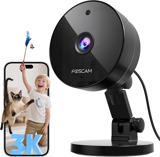 FOSCAM 3K 5MP Security Camera Indoor, 2.4g & 5g WiFi Magnetic Mini Dog/Cat/Pet/Baby Camera, Smart Motion Detection, 20X Zoom, 2-Way Audio, Night Vision, Home Monitor Compatible with Alexa & Google