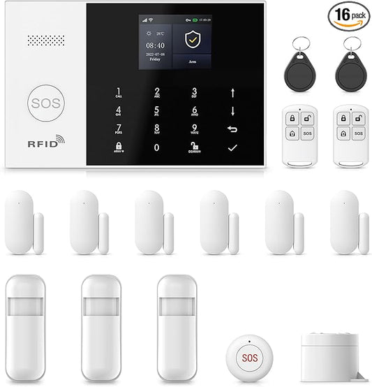 Security Systems for House,Door/Window Alarm System for Phone App & Remote Control,WiFi+GSM/4G with Instant App Alerts DIY Kit Smart Life Tuya APP Compatible with Alexa NO Monthly Fees