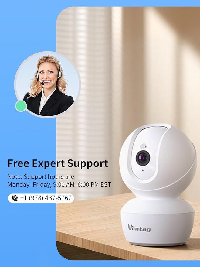 VIMTAG 4MP 5G Security Camera Indoor, Pet Camera with Speaker for Dog/Cat, Free AI Detection Indoor Camera with Phone App, Motion Tracking, Night Vision,2-Way Audio, Support 128GB Card(Not Included)