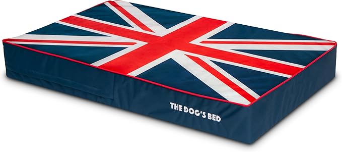 The Dog’s Bed Orthopedic Memory Foam Dog Bed, XL Blue & Red Trim UK Center Flag, Pain Relief for Arthritis, Hip & Elbow Dysplasia, Post Surgery, Supportive, Calming, Veterinary Approved