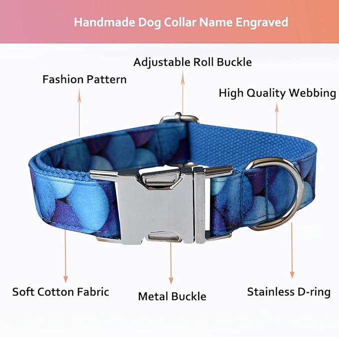 Custom Dog Collar with Metal Buckle - Pet Collars Personalized with Name and Phone Number (Fruit)