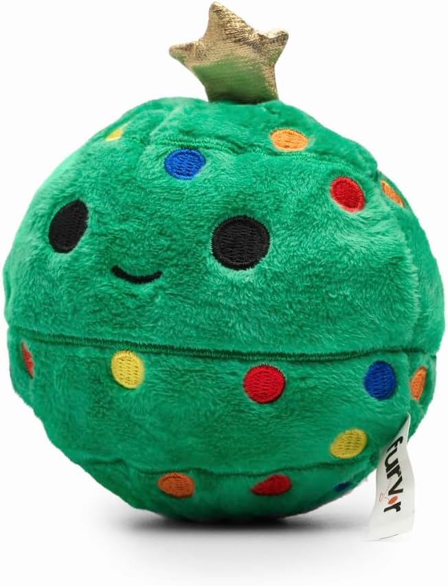 Flourish Pets 2 in 1 Large Christmas Tree Multi-Layer Chew Toy for Active Dogs | Non-Toxic BPA Free Double Stitched Soft Fabric and Long-Lasting Dog Plush Toys (5" Prancer) (Large Christmas Tree)