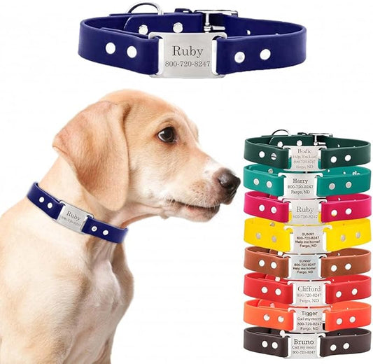 dogIDs Personalized Dog Collar – ScruffTag Custom Waterproof Biothane Dog Collar with Laser-Engraved Name, Durable & Odor-Resistant – USA Made | Navy, 5/8 in x 10 in (Fits Neck Sizes 9-11 in)