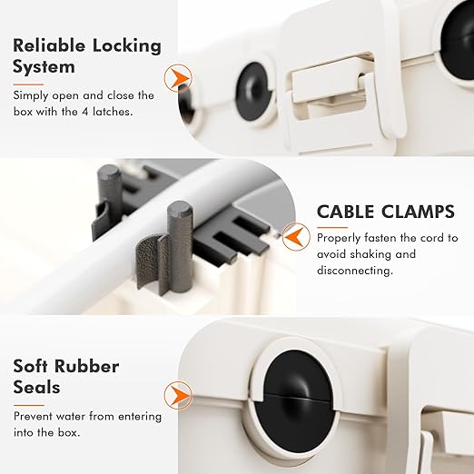 RESTMO 5-Piece Outdoor Waterproof Electrical Box Set – 12.5" x 8.5" x 5" Large & 7.1" x 2.3" x 2.3" Small, Weatherproof Boxes for Power Strip, Outlet, Plug, Socket, Timer, Holiday Light, White
