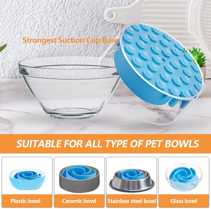 Slow Feeder Dog Bowls Insert, Animire Soft Silicone Slow Eating Dog Food Bowl for Small, Medium and Large Dogs, Compatible with Regular and Elevated Bowls