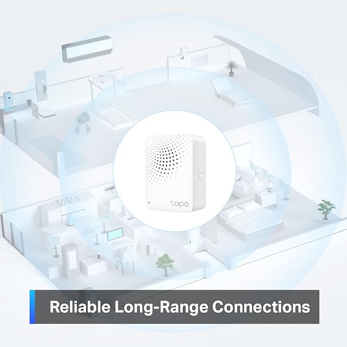 Tapo Smart Hub with Built-in Chime, REQUIRES 2.4GHz Wi-Fi, Reliable Long-Range Connections with Tapo Sensors, Sub-1G Low-Power Wireless protocol, Connect up to 64 smart devices (H100)