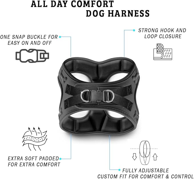 Comfort fit Step-in Dog & Puppy Harness - Comfortable All Weather Dog Vest Harness: Adjustable, Soft Padded, Easy to Put-on for Small, Medium-Sized Dogs.