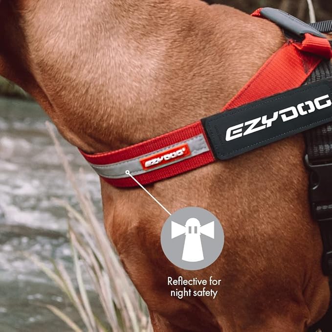 EzyDog Express Dog Harness - Adjustable Dog Harness for Large, Medium, and Small Dogs with Padded Ergonomic Anti-Chafing Design, Grip Handle, & Easy Side Buckle (M, Black)