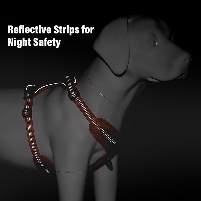 Plutus Pet No Pull Dog Harness, Release at Neck, Soft Padded, Reflective Adjustable Dog Vest Harness for Small, Medium, Large Dogs(Orange, L)
