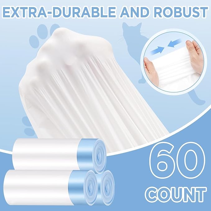 60 Count Cat Litter Box Liners, Heavy Duty for Self Cleaning Litter Box1113