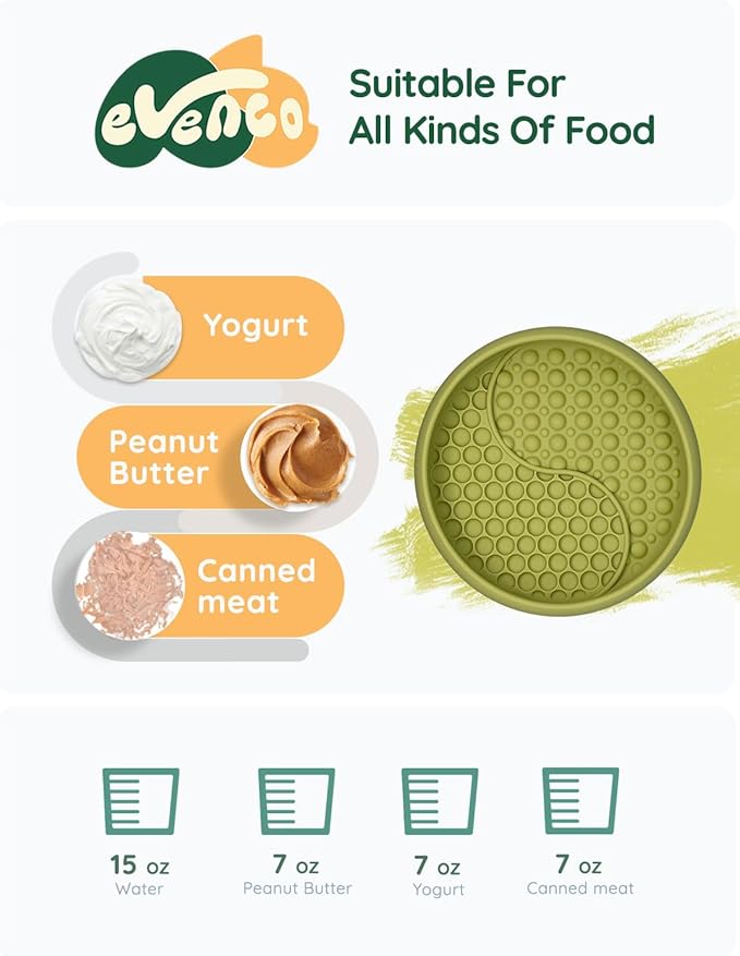 Lick Mat for Dogs, Silicone Slow Feeder Licking Mat with Non-Slip Suction Cups, Freeze-Friendly Lick Bowl for Enrichment Play, Anxiety Relief & Keeps Busy (8.0" x 1.4" Green)