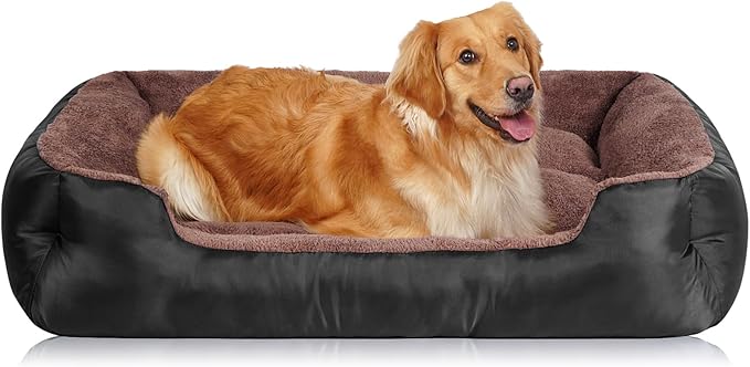 Dog Bed for Large Medium Small Dogs, Warming Soft Pet Bed Up to 30/50/90/100 lbs, Durable Puppy Bed with Anti-Slip Bottom (Khaki, X-Large)