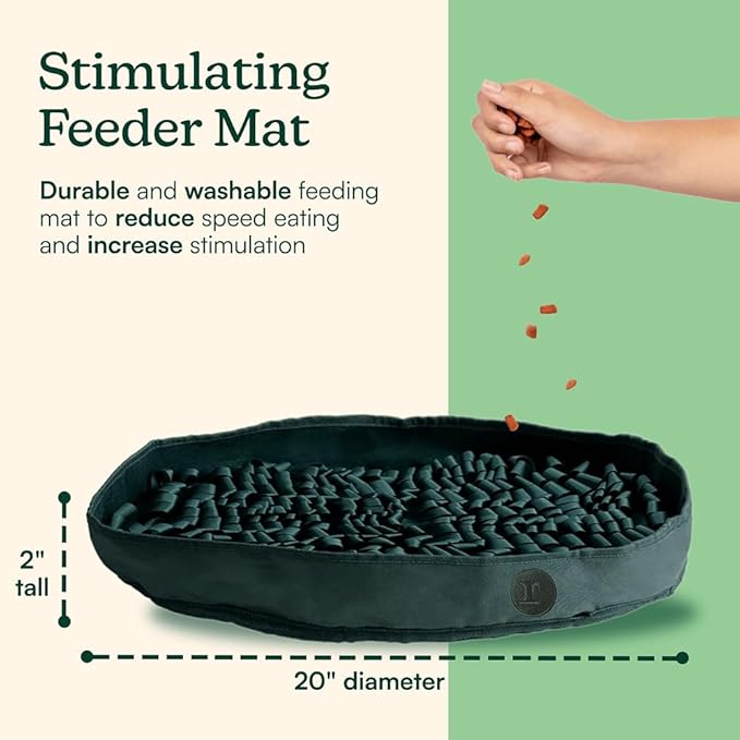 Reggie Stimulating Feeder Mat for Dogs | Slow Feeding Snuffle Mat to Reduce Speed Eating, Stress & Boredom | Dog Enrichment Toy for Mental Stimulation | Vet-Approved, Durable & Washable | Hunter Green